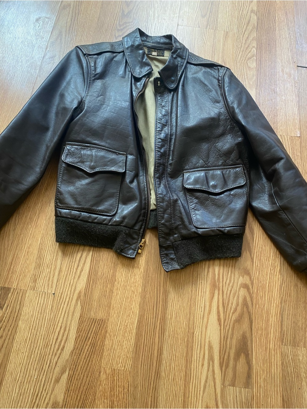 Classic Men's Black Avirex Leather Flight Jacket